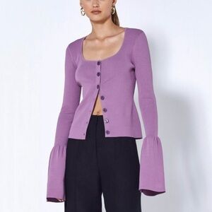 Alexis Ribbed Lavender Faith Cardigan - XS